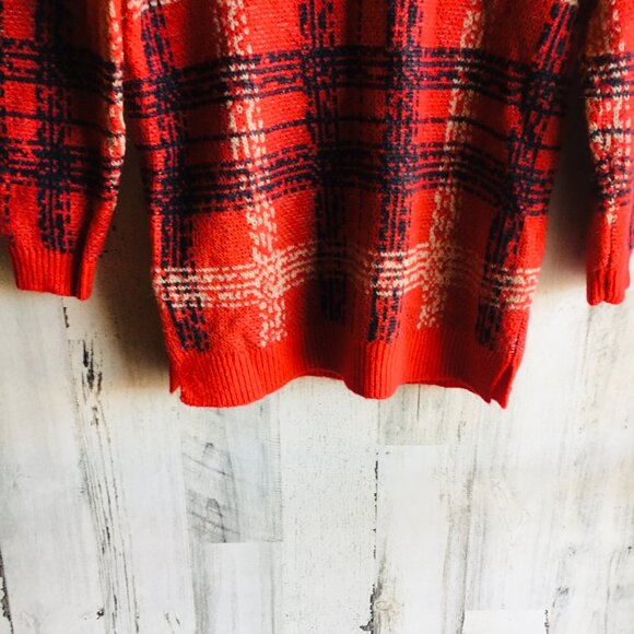 NWOT Ann Taylor Wool Mohair Blend Sweater XS Plaid Red Windowpane Preppy  Approx - Picture 3 of 13